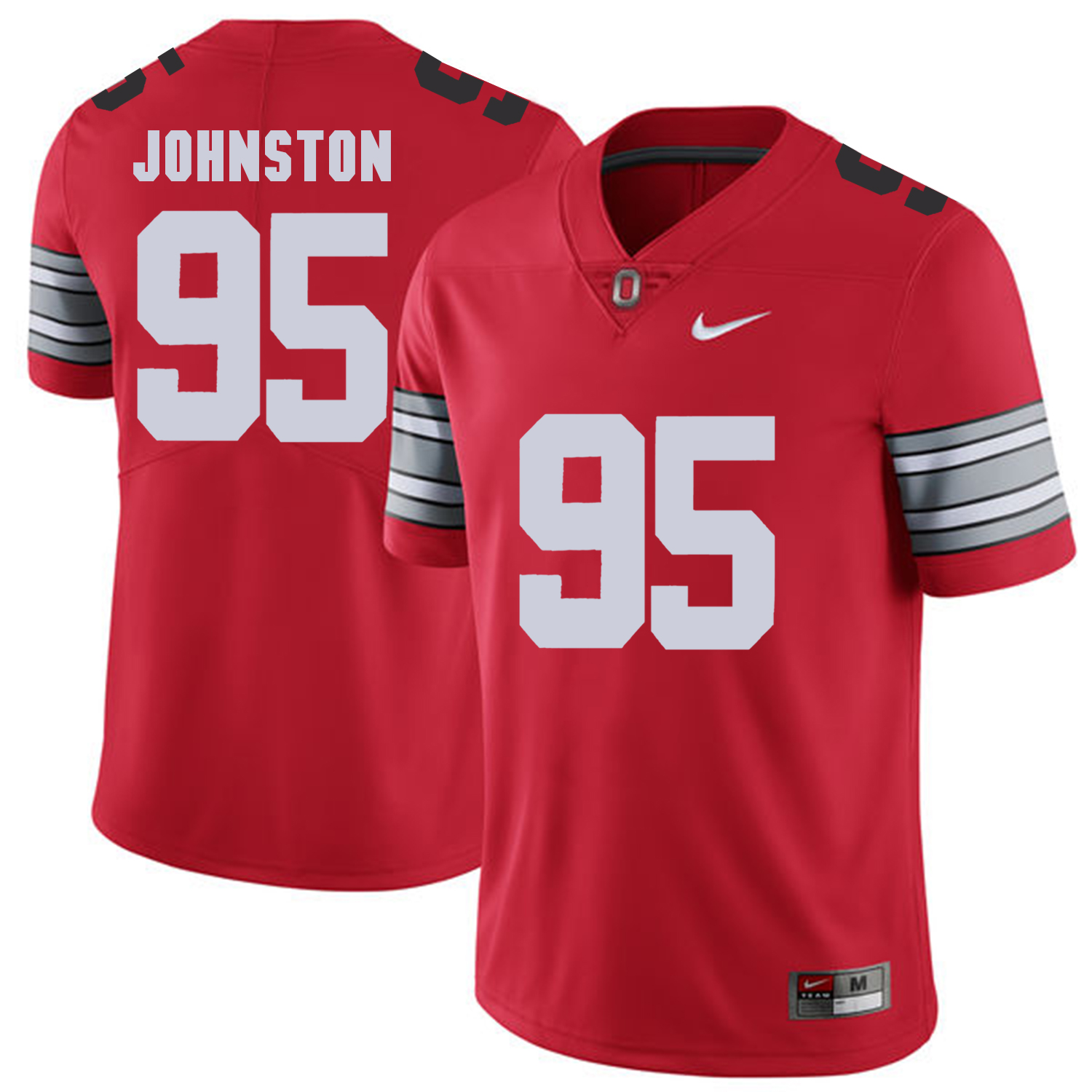 Men Ohio State #95 Johnston Red Customized NCAA Jerseys